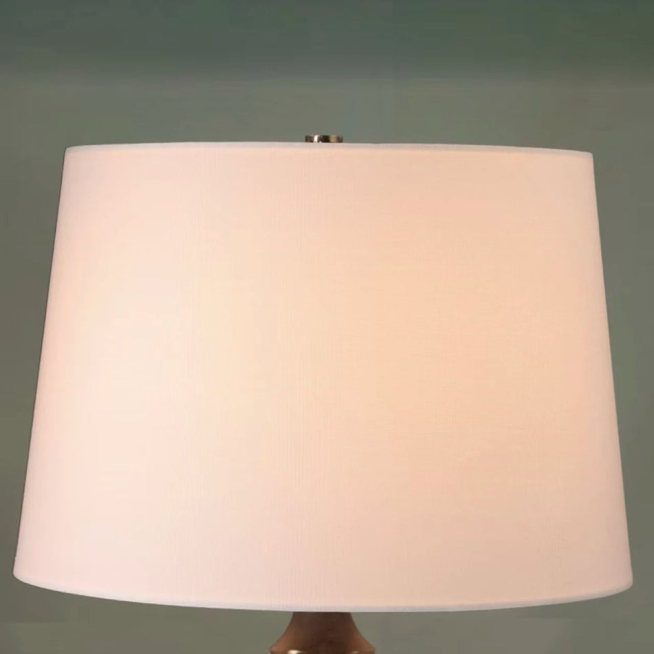 Table lamp with ribbed wooden base