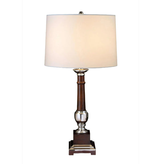 Table lamp with wooden accent