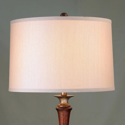 Table lamp with wooden base