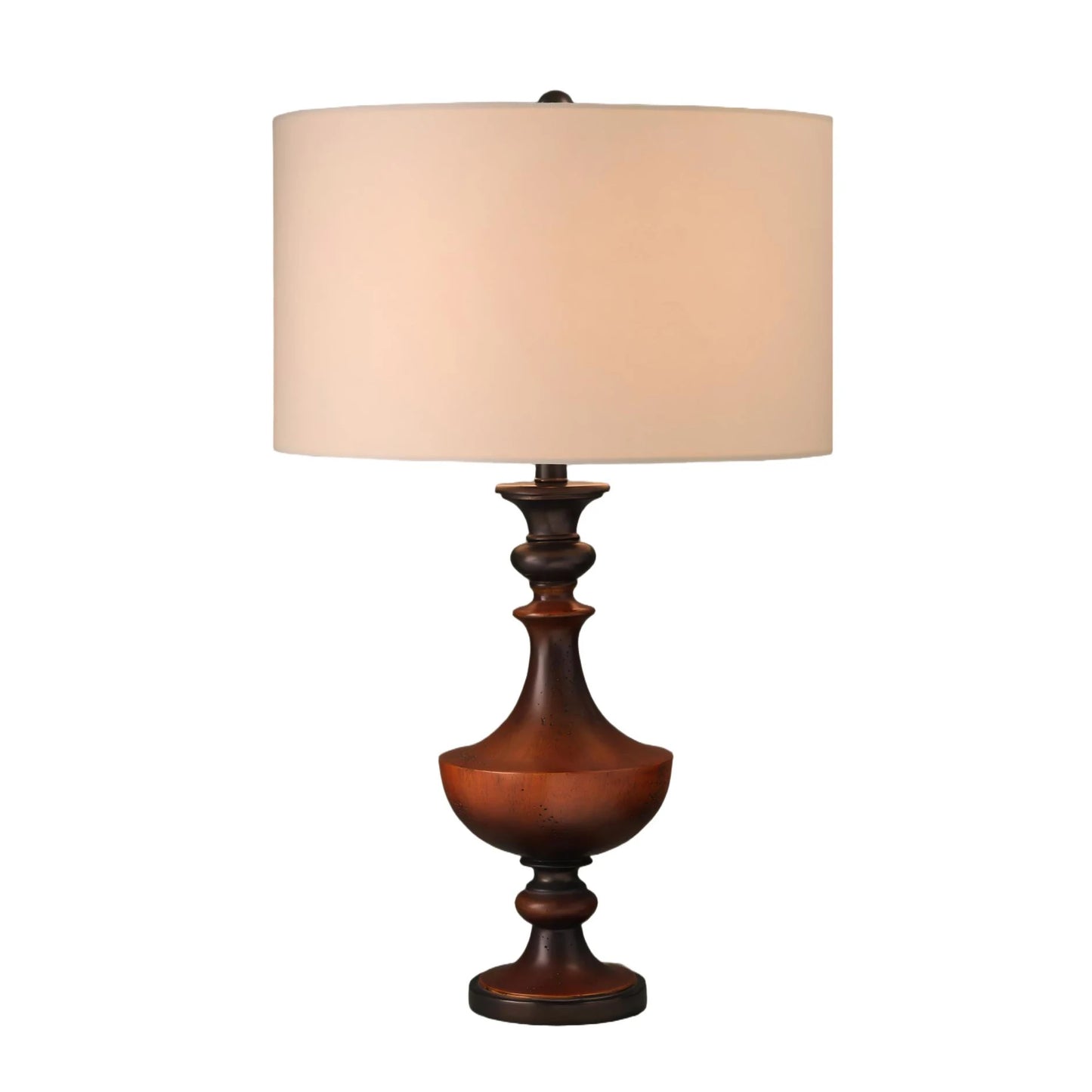 Table lamp with wooden base