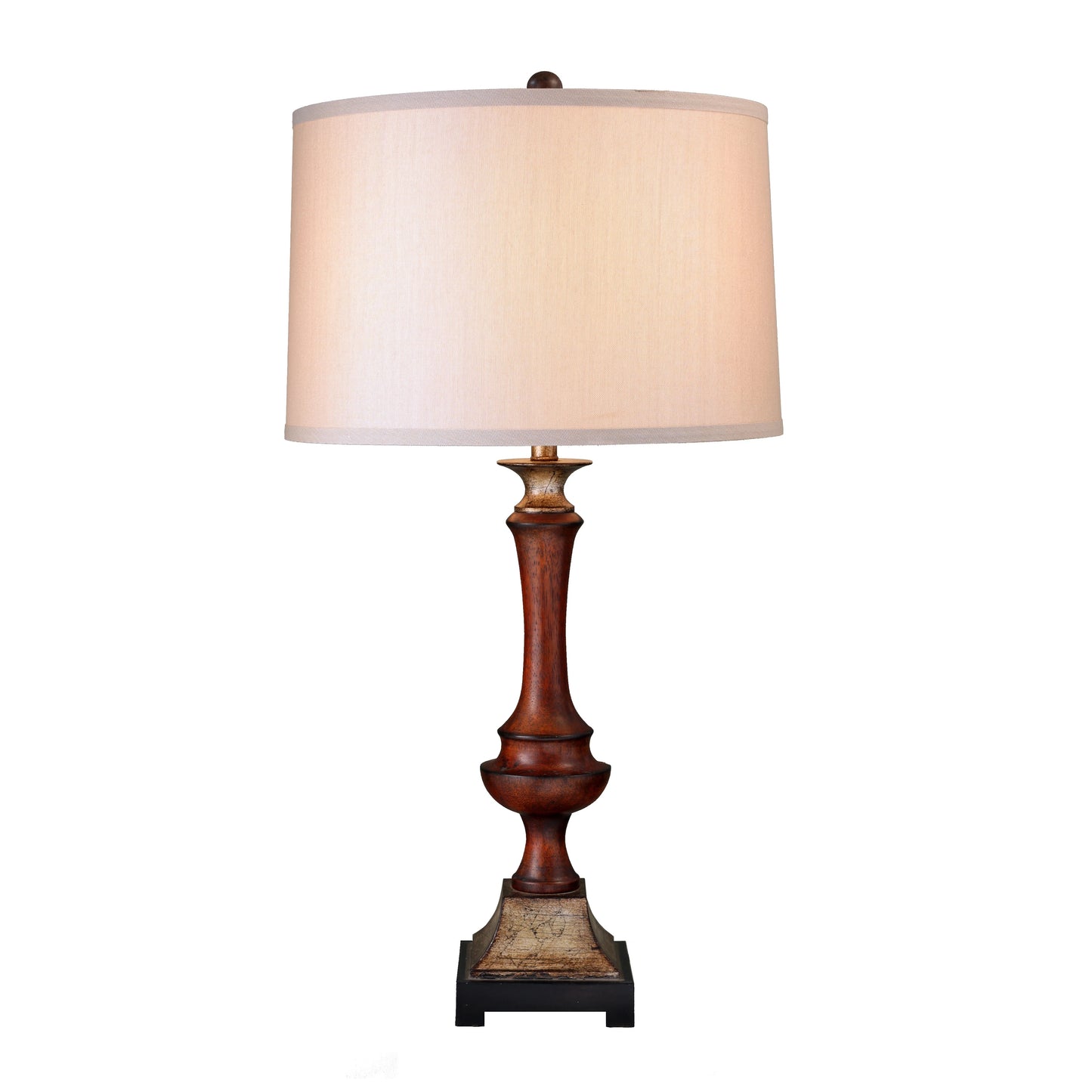 Table lamp with wooden base