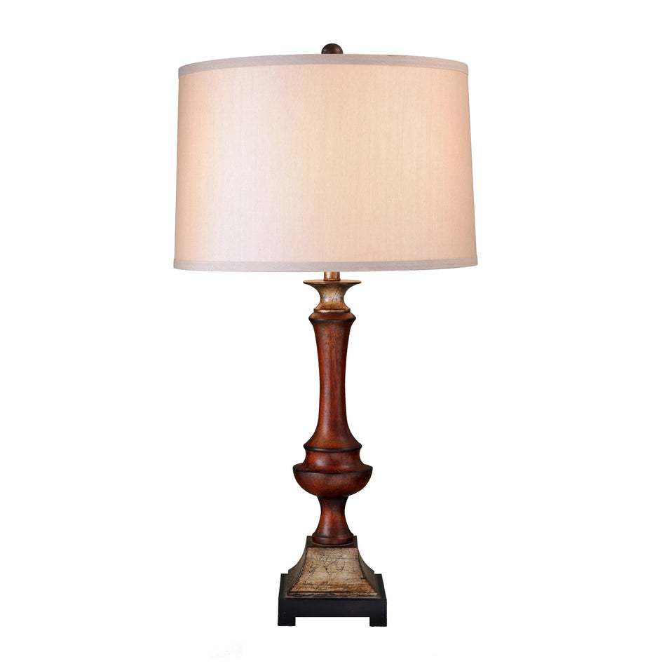 Turned wooden table lamp