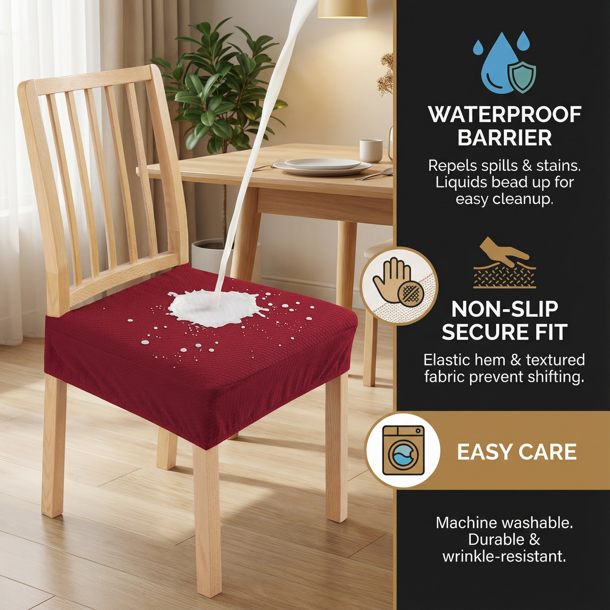 Waterproof Jacquard Dining Chair Cushion Cover – Elegant Shield for Stylish Seating 2