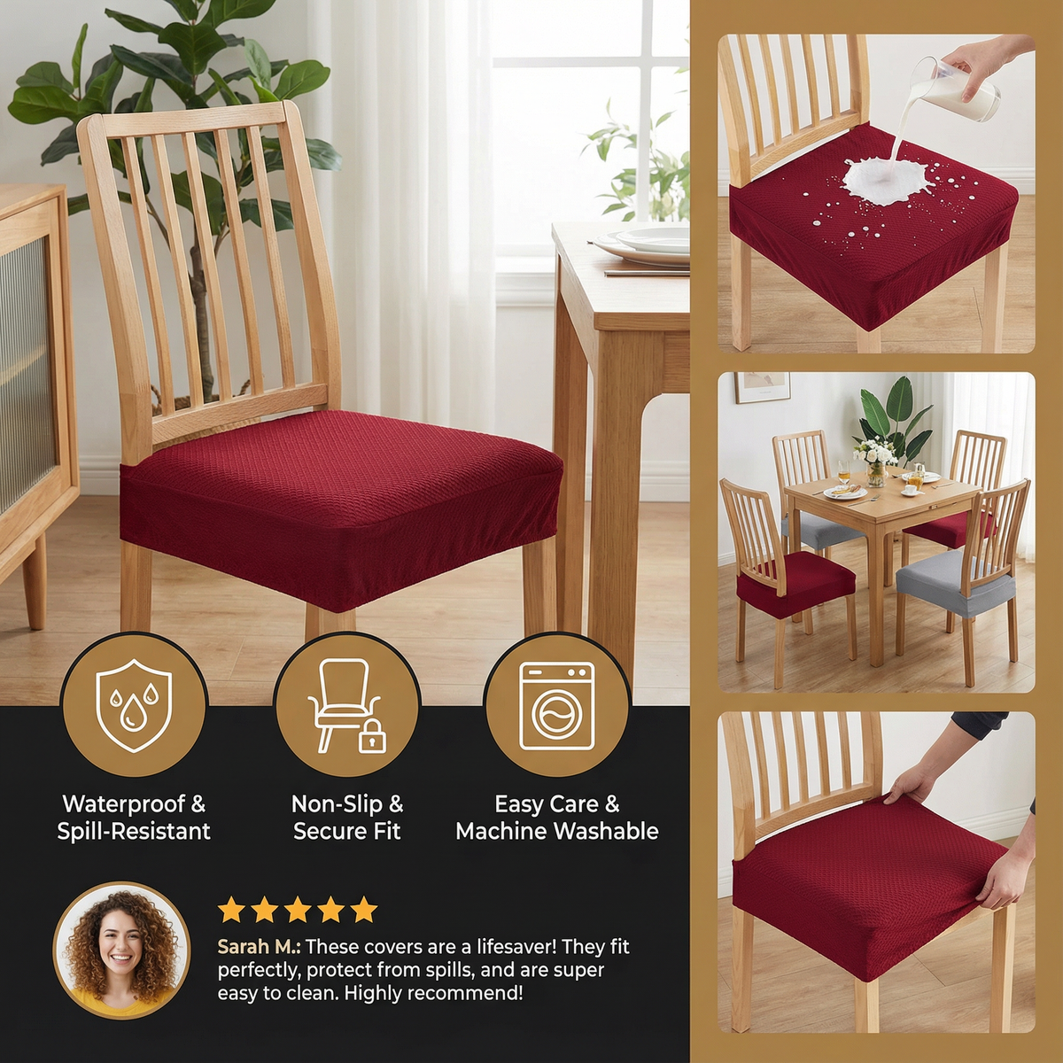 Waterproof Jacquard Dining Chair Cushion Cover – Elegant Shield for Stylish Seating 3