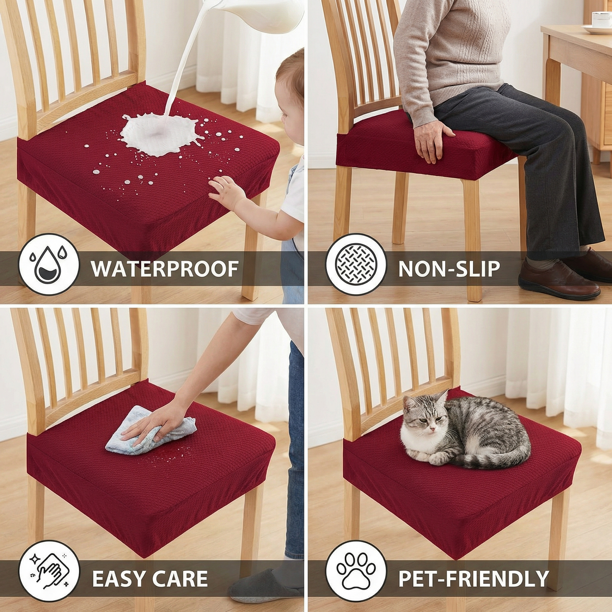 Waterproof Jacquard Dining Chair Cushion Cover – Elegant Shield for Stylish Seating 4
