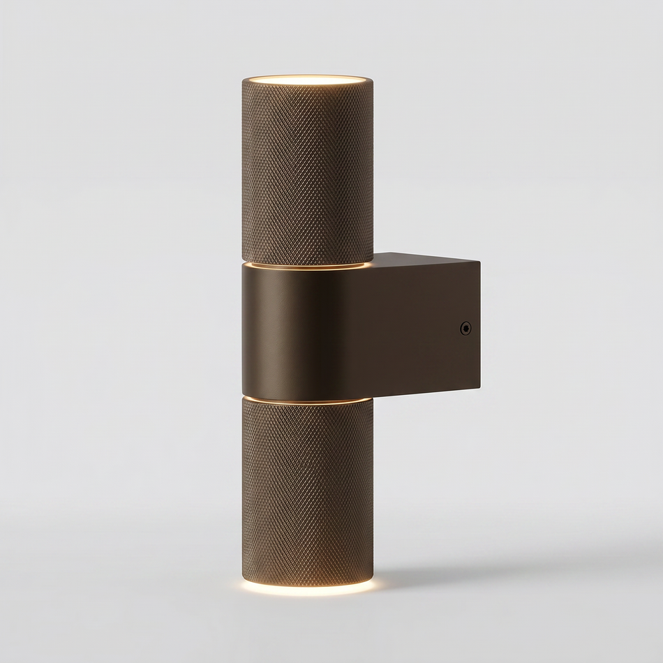 Knurled wall light - bi-directional GU10 bronze indoor & outdoor