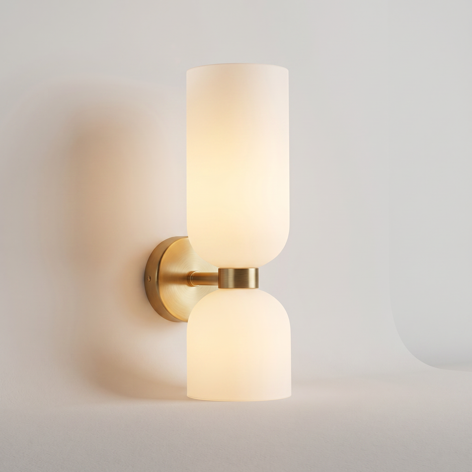 Glass wall light - vertical double-shade Nordic E14 accent