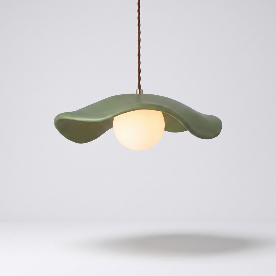 Ceramic pendant light - handcrafted vintage hat shade, warm glow