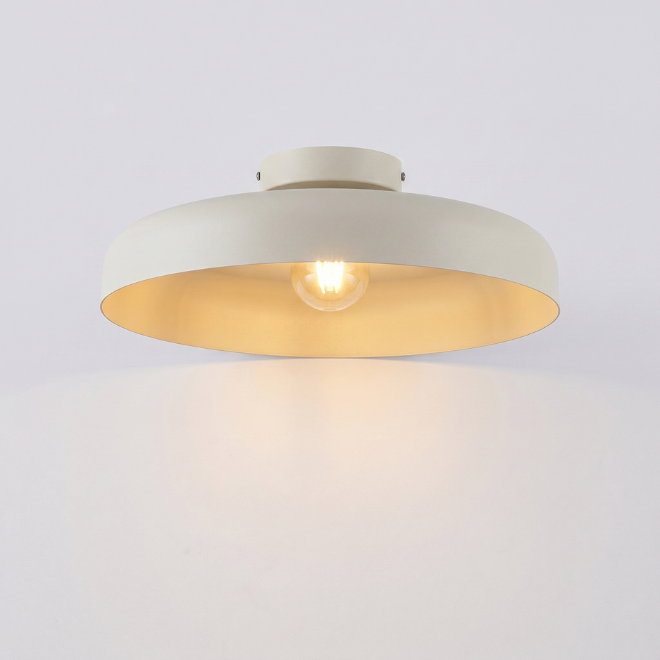 Ceiling light - cream glass dome LED, low-profile for bedrooms