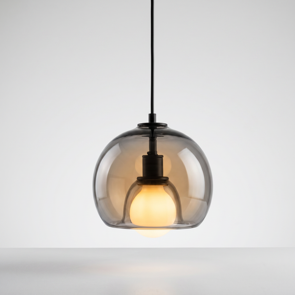 Glass pendant light - dome shade for kitchen islands, E27 fit