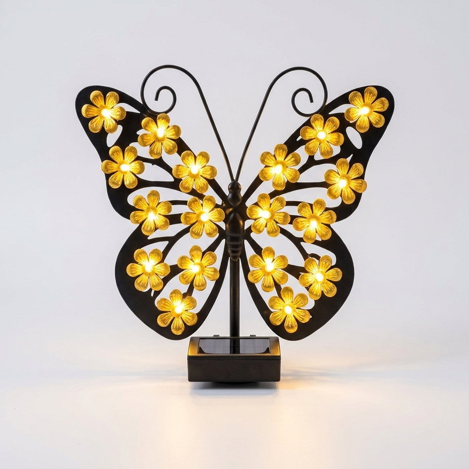 Solar butterfly garden light - decorative colour-changing stake