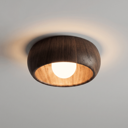 Round wood ceiling light