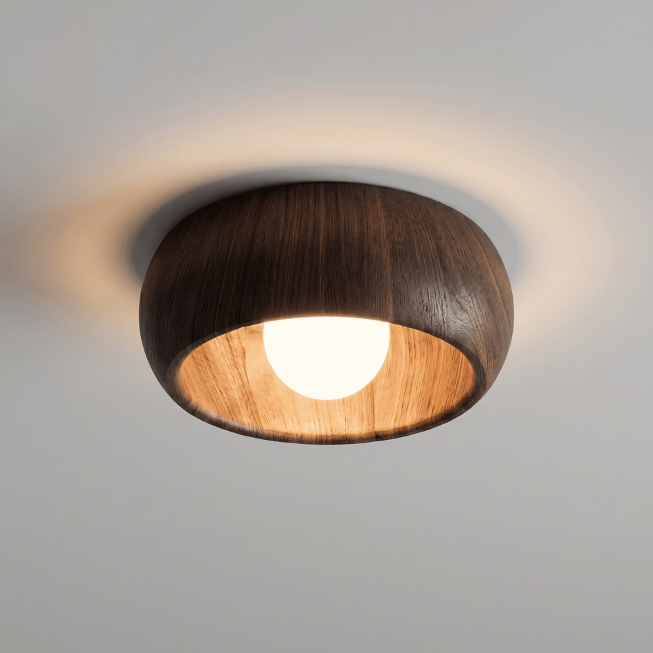 Round wood ceiling light