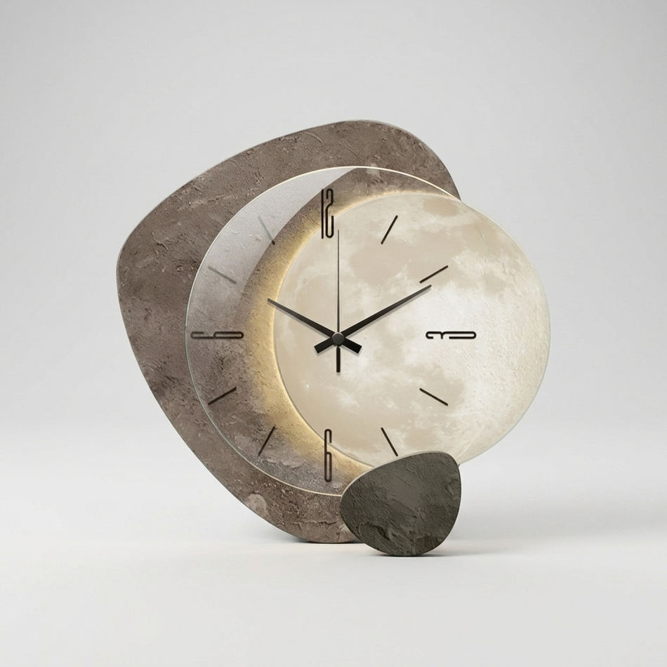 Moon motif wall clock
