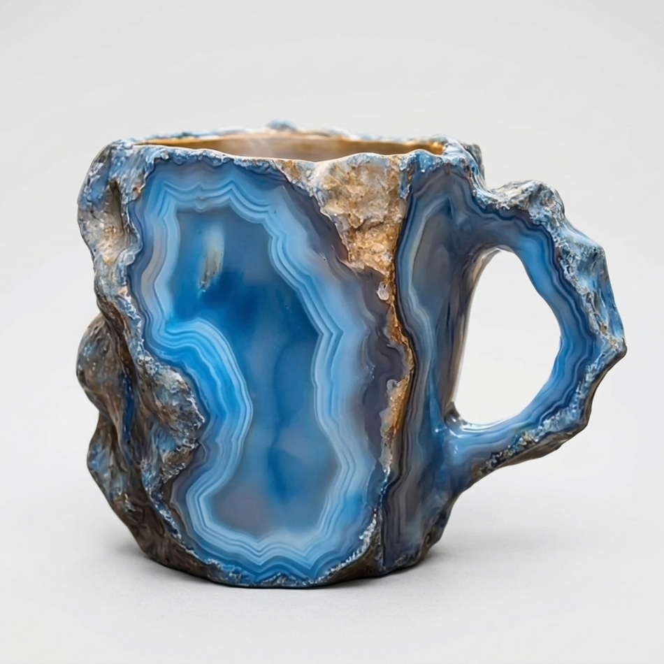 Blue agate crystal coffee mug
