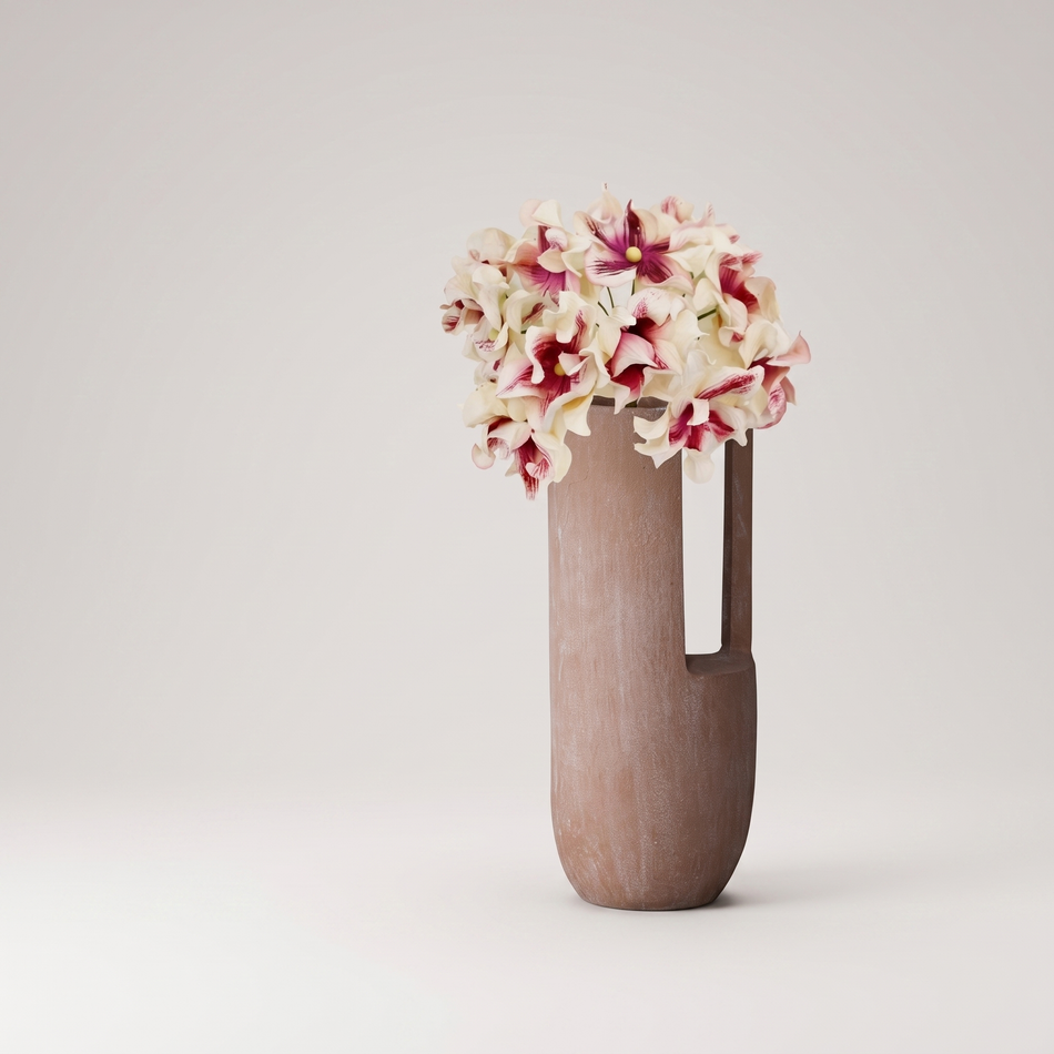 Metal flower vase terracotta finish packshot
