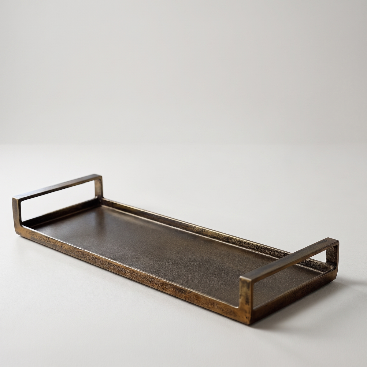 Rectangular decorative tray antique brass packshot