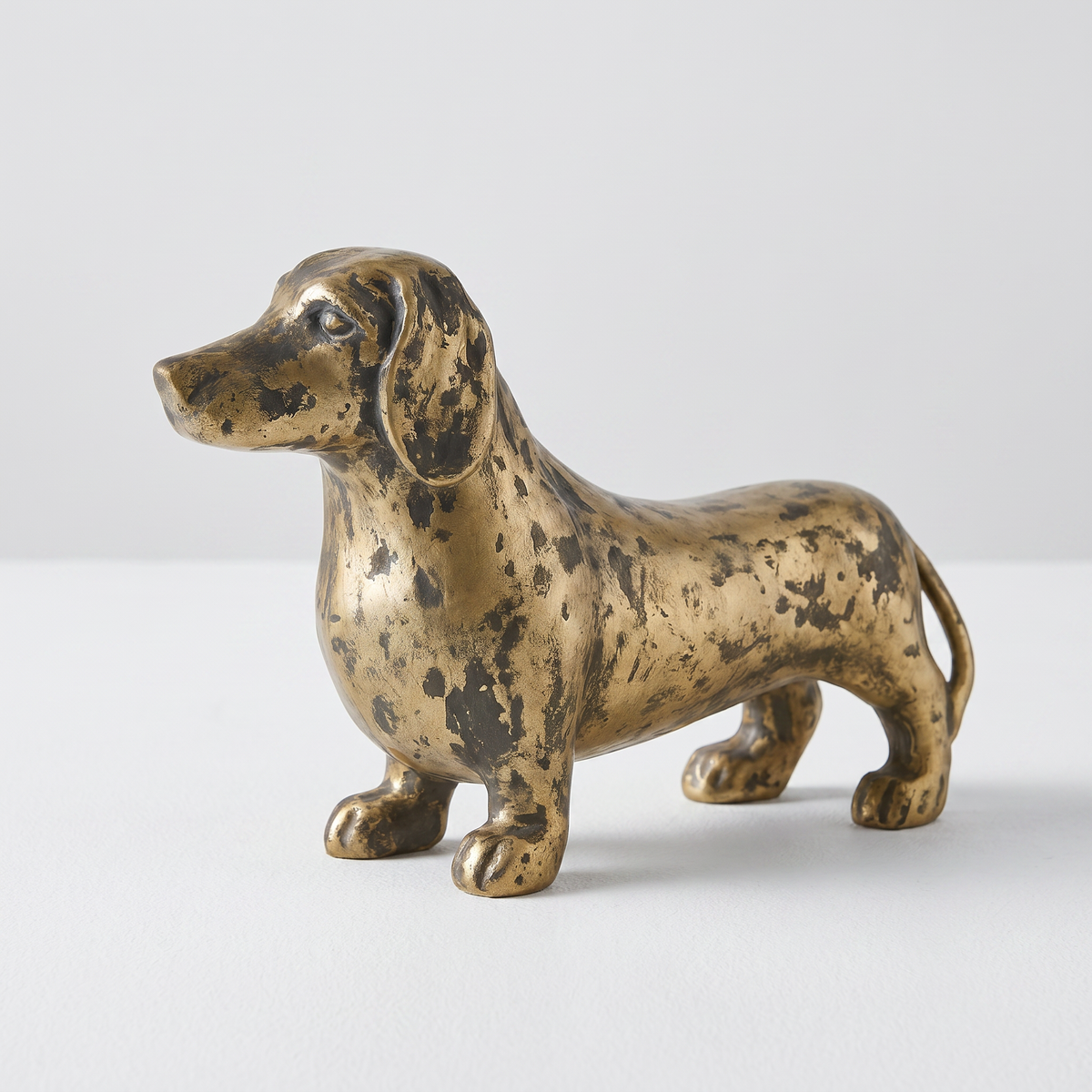 Dachshund dog figurine antique brass packshot