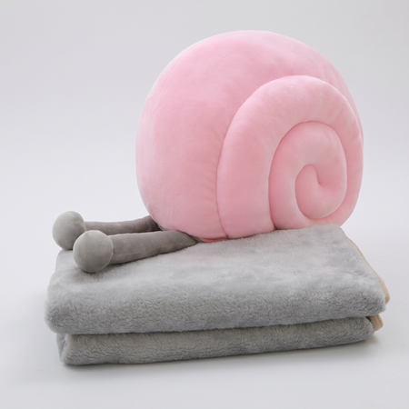 Snail travel pillow - 2-in-1 kids neck pillow with blanket