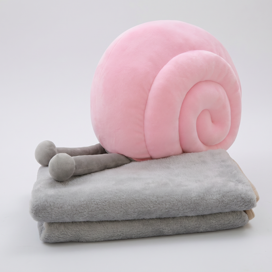 Snail travel pillow - 2-in-1 kids neck pillow with blanket