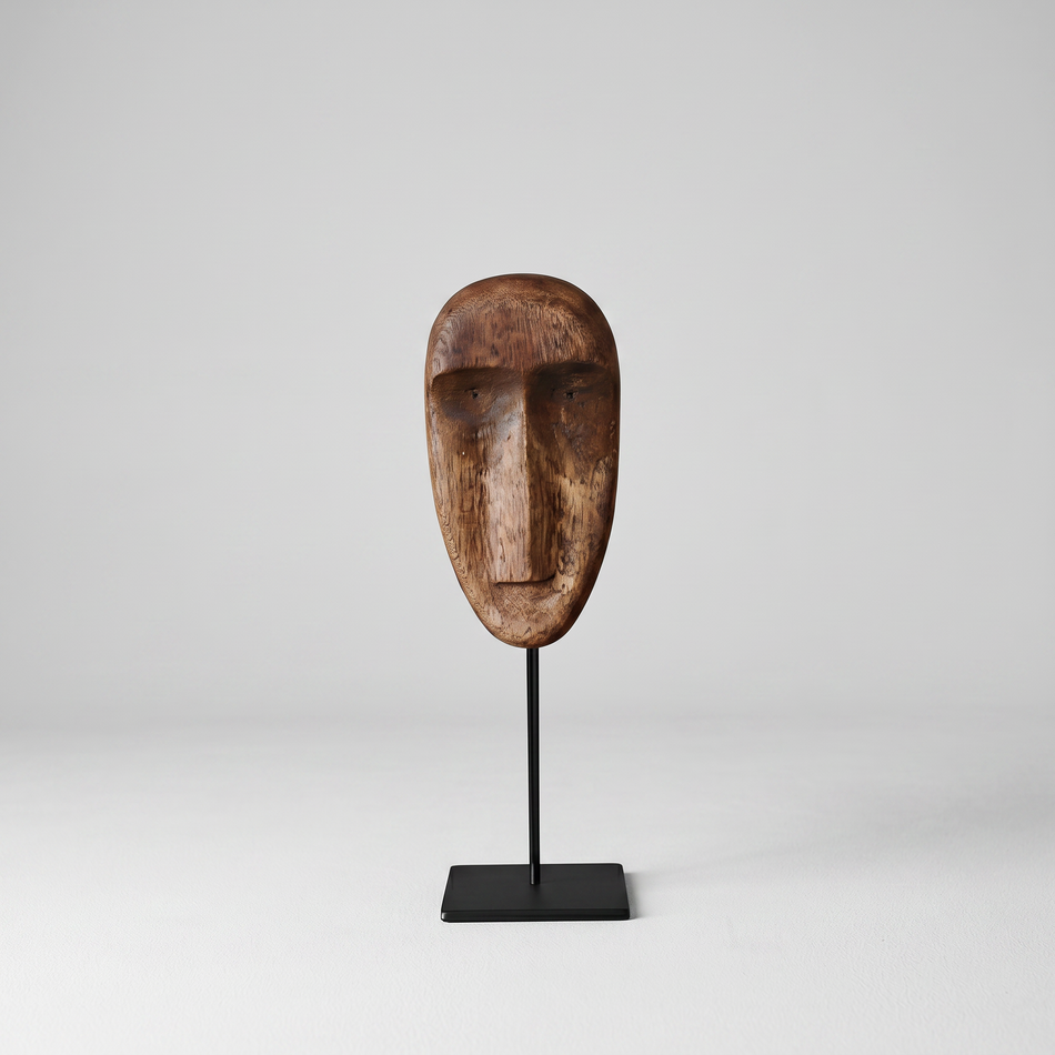 African wood sculpture - hand-carved figure for shelf decor